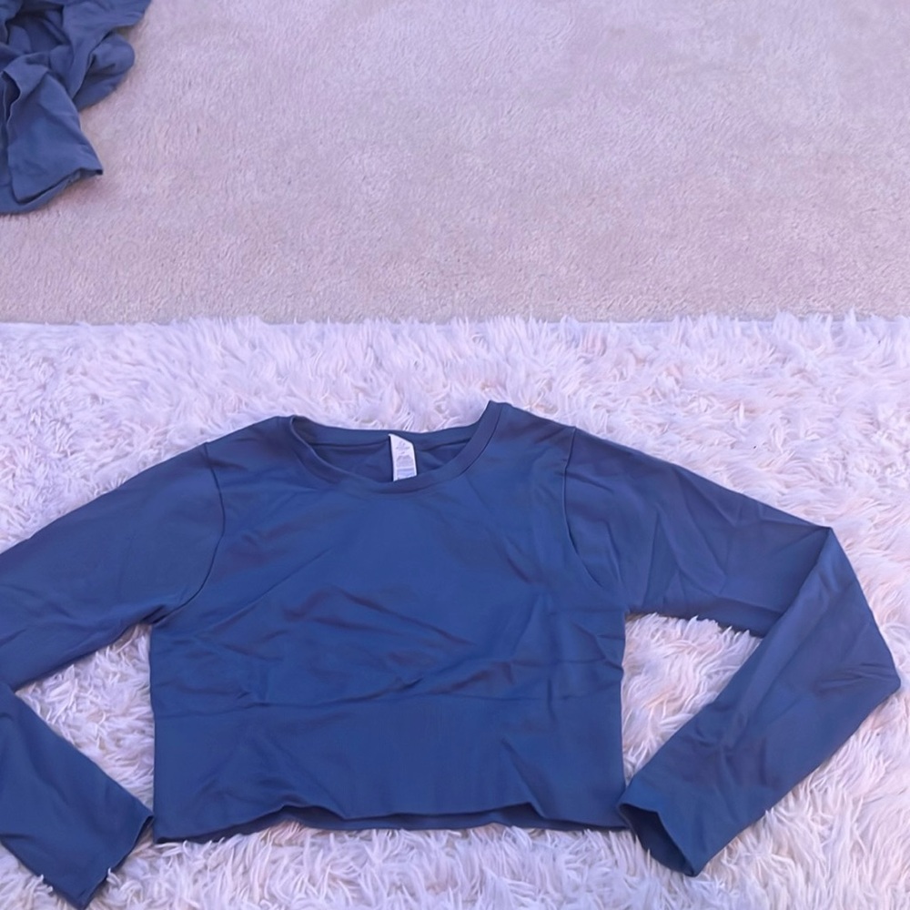Blue Tight Fitted Crop Top